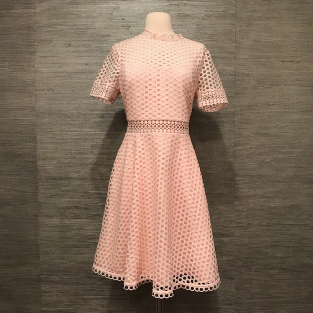Gorgeous newTed Baker lace/eyelet pale pink dress!
